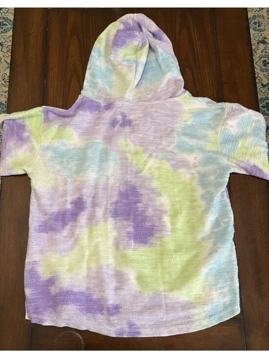Southern Spirt Pastel Tie Dye Lace Front Pullover Hoodie Top Pocket Medium - Picture 7 of 9